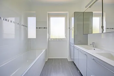 Salle de bains moderne avec fenêtres 