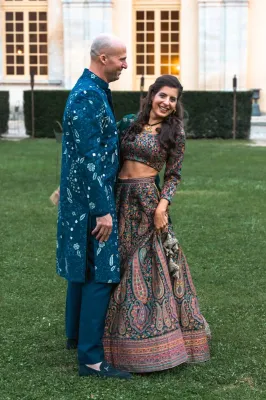 Elegant Indo-American Wedding in an Historic Castle Venue, Surrounded by Burgundy’s Scenic Beauty with outdoor symbolic ceremony