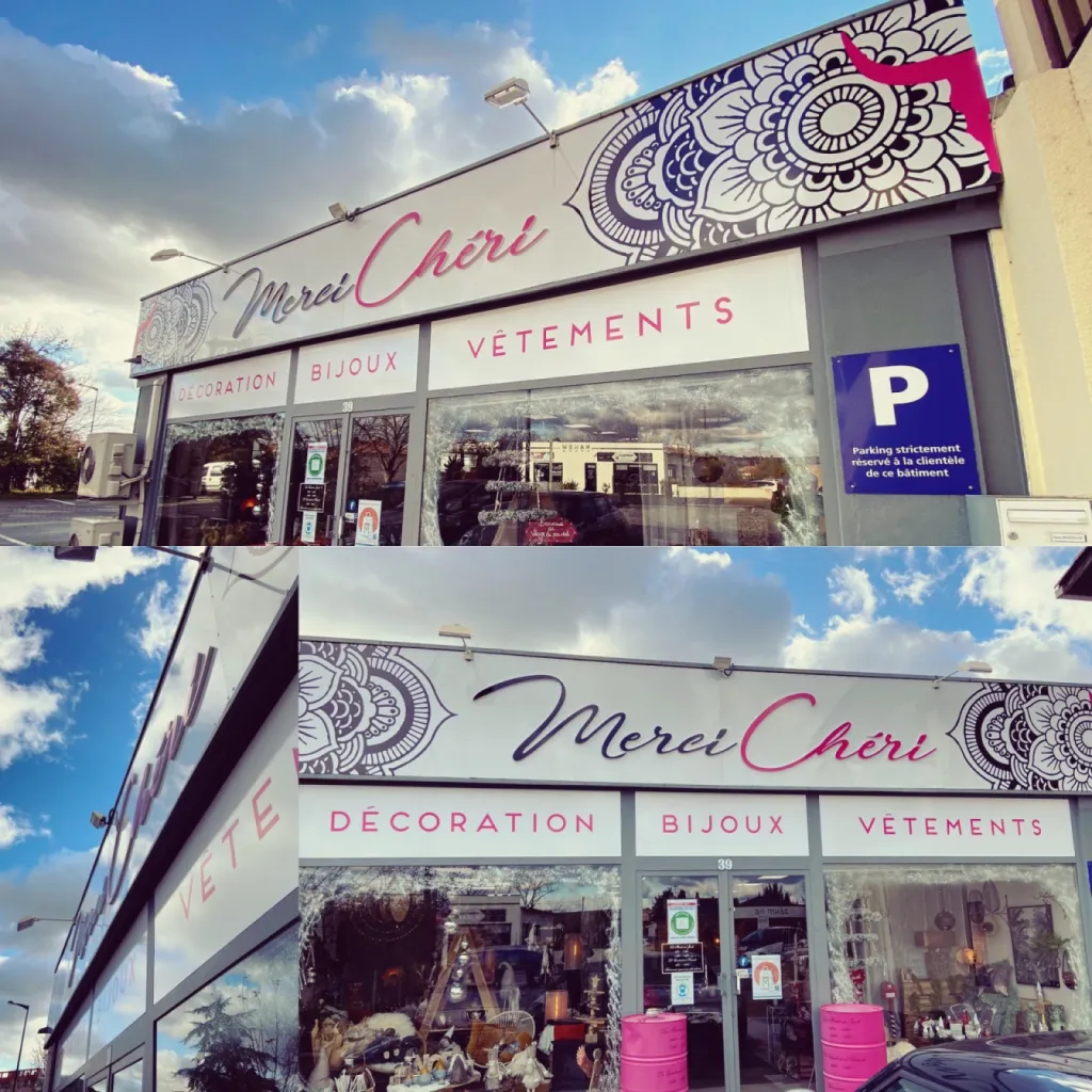 Réalisation d’une enseigne 3D, PVC 19 mm, pour l’enseigne Merci Cheri à Auterive proche de Muret