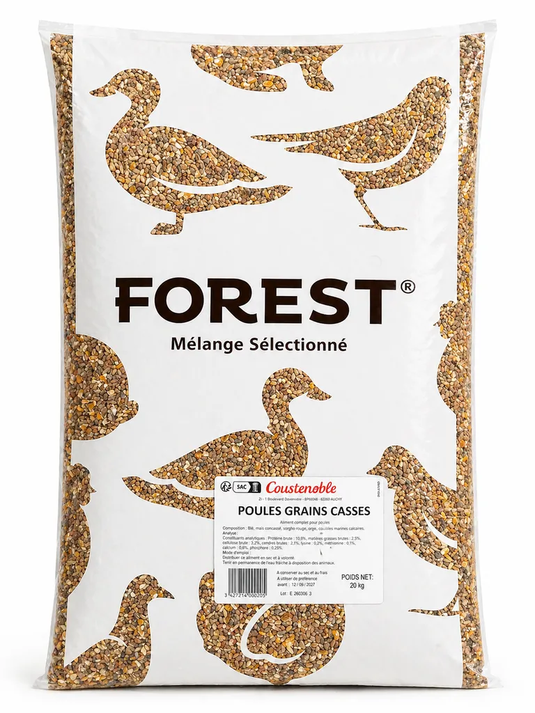 Mélange de grains cassés pour poules alimentation naturelle et équilibrée pour volailles