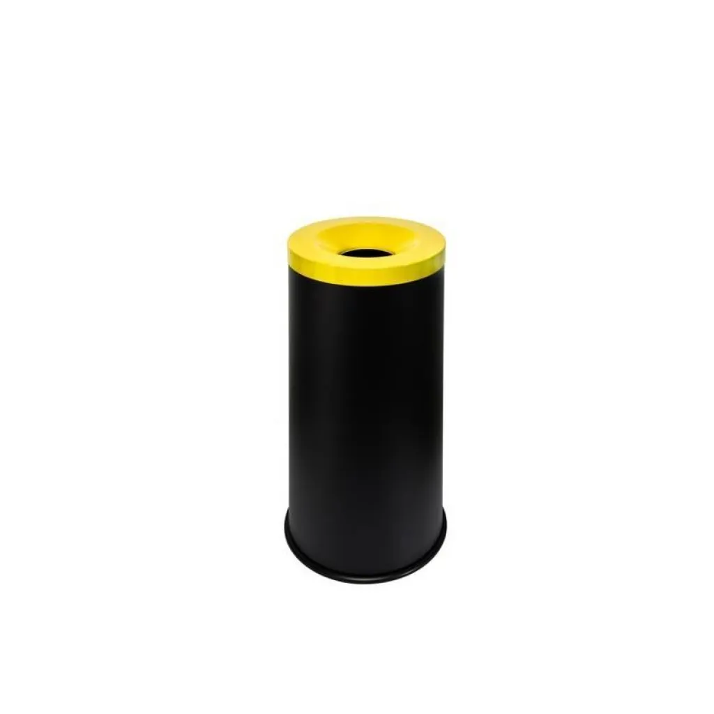 Corbeille anti feu couvercle jaune tri selectif