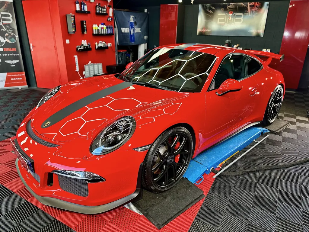 traitement céramique et protection PPF face avant porsche 991 GT3 sur lyon 