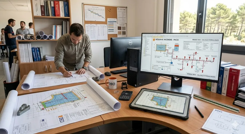 Étude DECI en PACA pour permis de construire analyse distance poteau incendie dimensionnement réserve et conformité SDIS