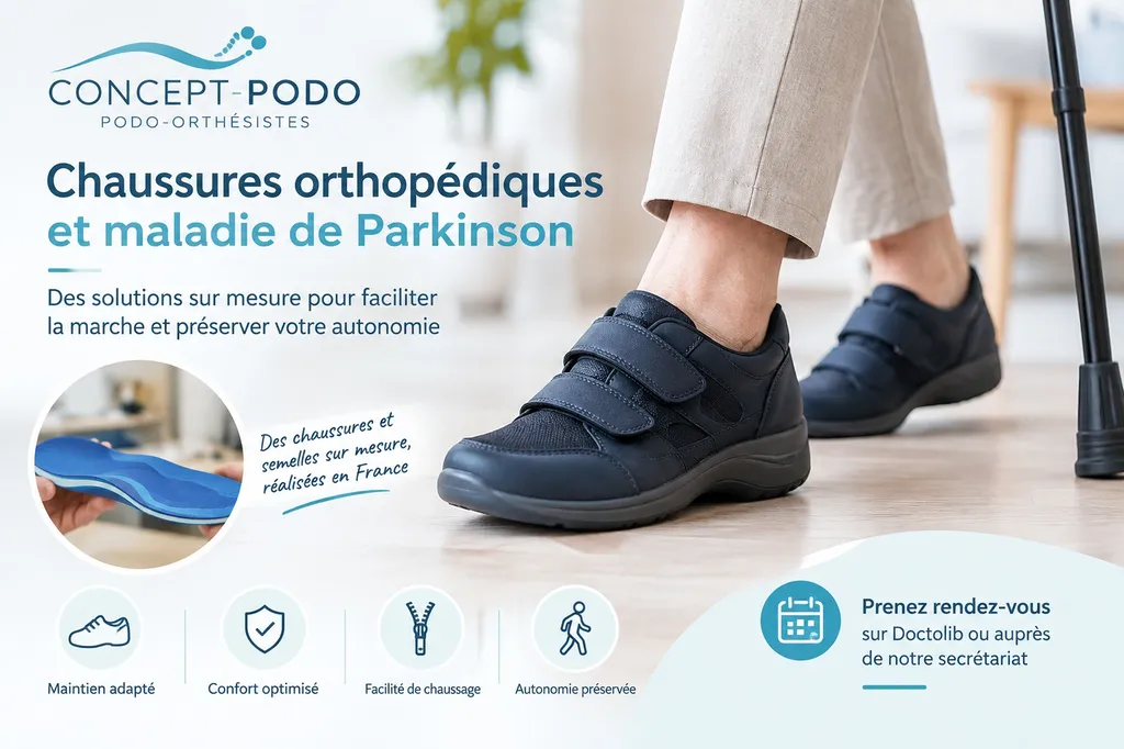 Fabricant de chaussures orthopédiques en Normandie et Île de France pour la maladie de Parkinson