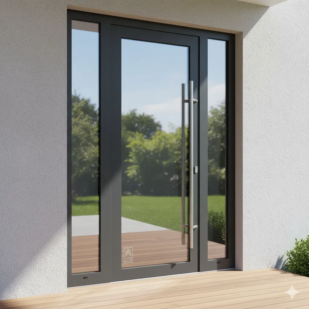 Porte en vitrage feuilleté en aluminium