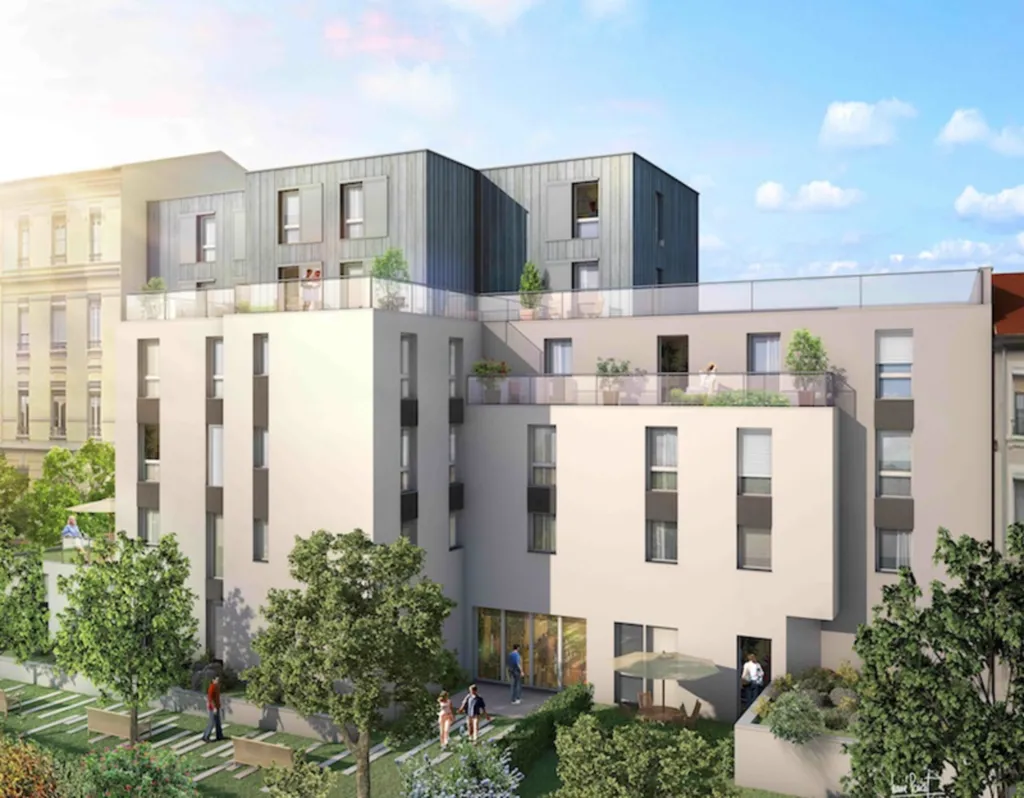 Résidence étudiante Les Estudiantines au style contemporain avec vue sur les jardins ou la ville à Lyon 7