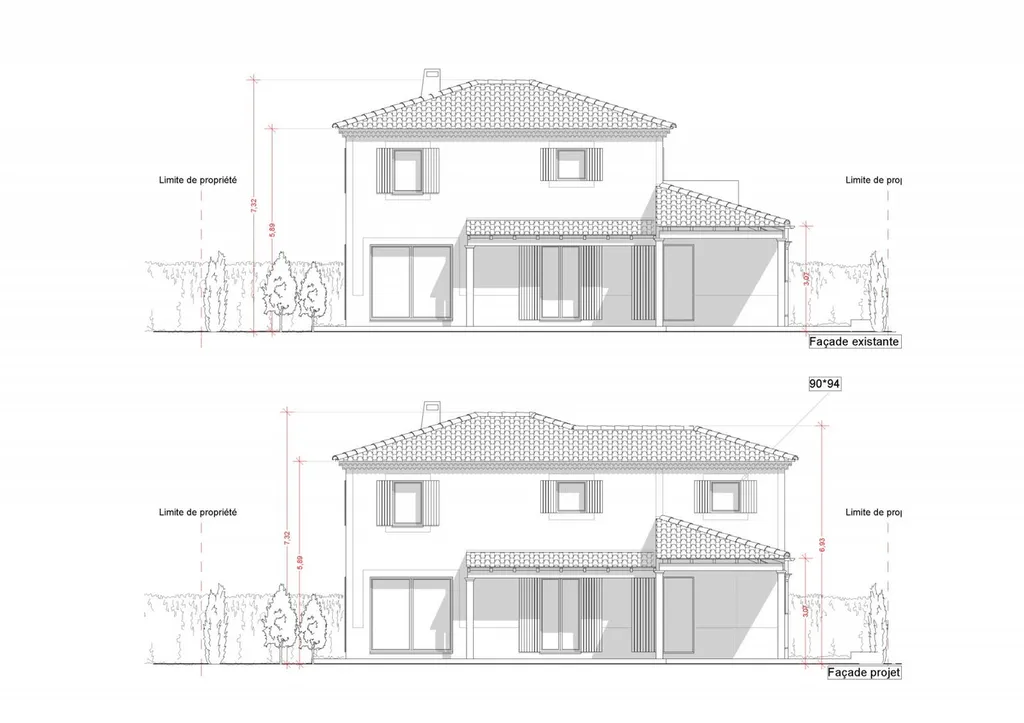 Façades - Déclaration préalable pour l'extension d'une villa individuelle à Salon de Provence (13300)