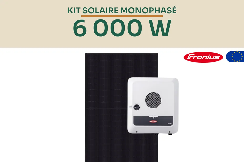 Kit solaire 6 kWc Fronius monophasé pour autoconsommation avec panneaux photovoltaïques et onduleur Primo GEN24 6.0 PLUS SC