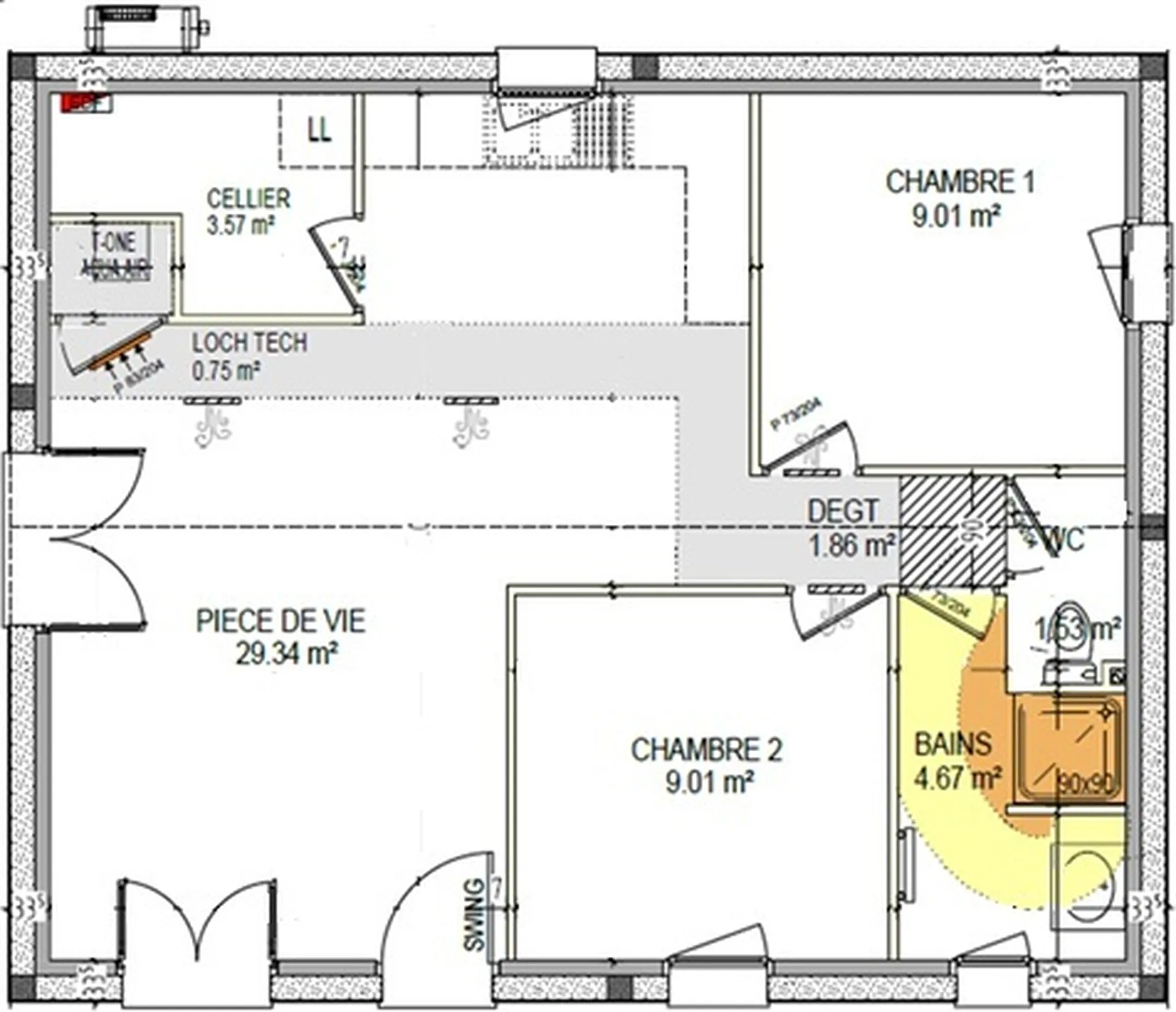 Maison droite de 60 m²