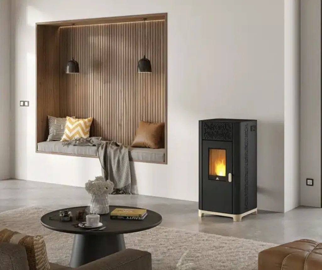 Jotul PF 734 noir avec piètement en bois clair