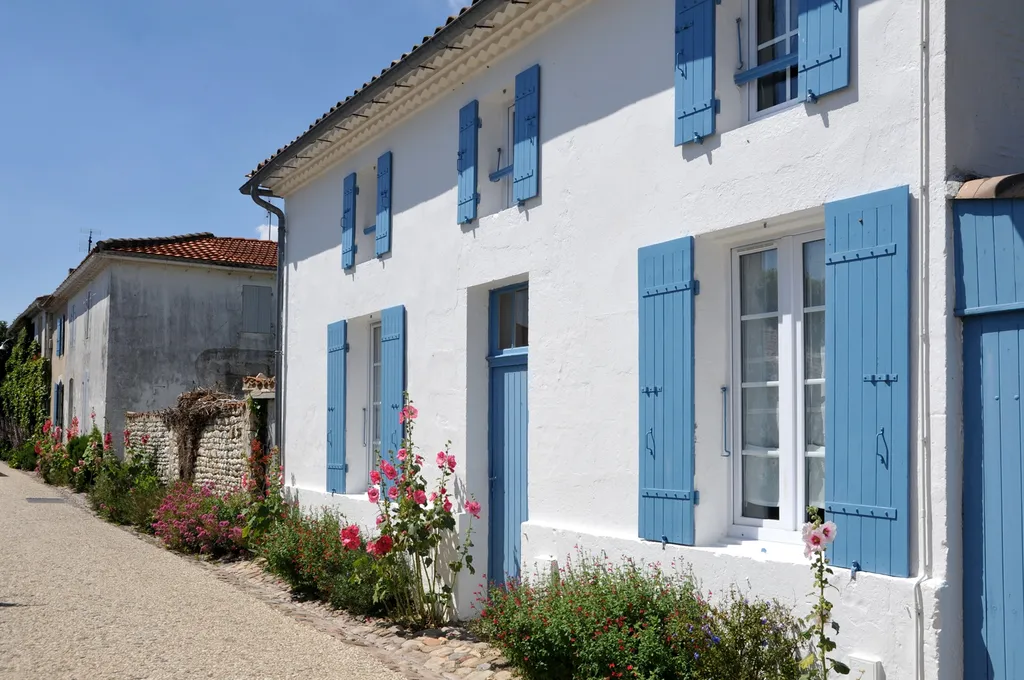 maison avec volet bleu