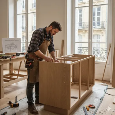 menuisier qui construit une cuisine sur mesure à Bordeaux