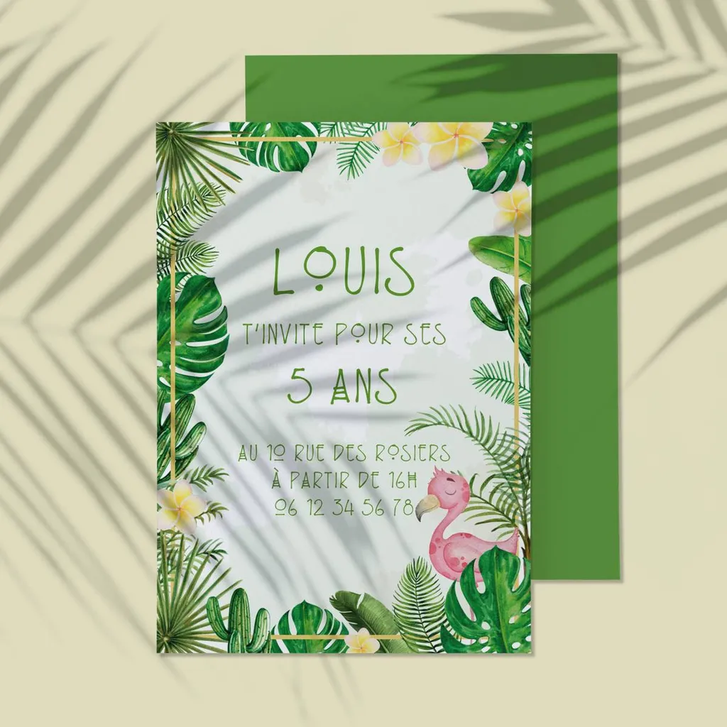 carton invitation anniversaire tropical personnalisable marseille