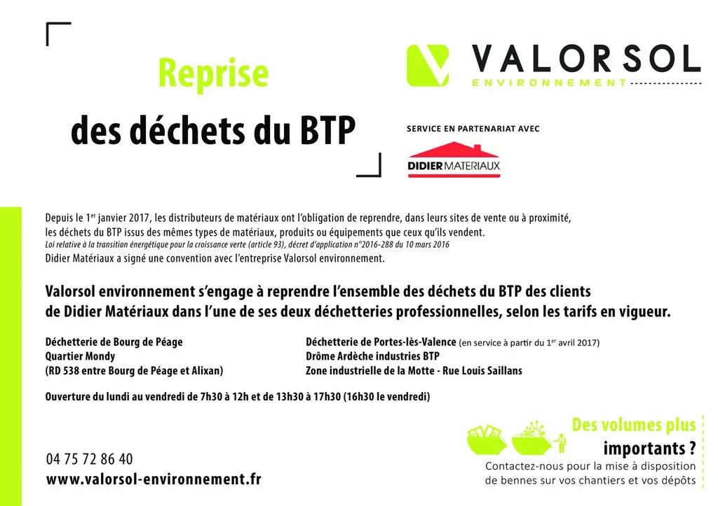 Nous récupérons vos déchets du BTP