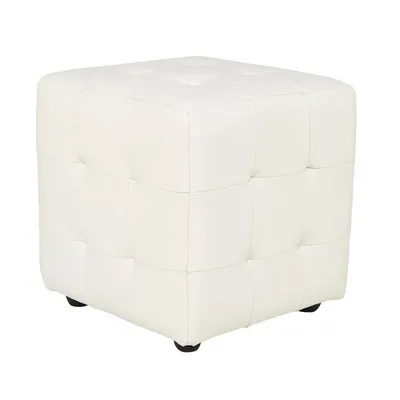 Location de pouf lounge carré cuir blanc capitonné pour conférence à Lyon