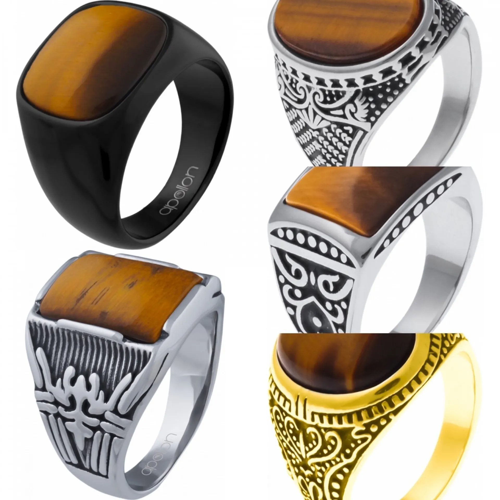 Bague chevalière homme en acier et pierres naturelles chez Or Ligne à La Teste de Buch près de Bordeaux