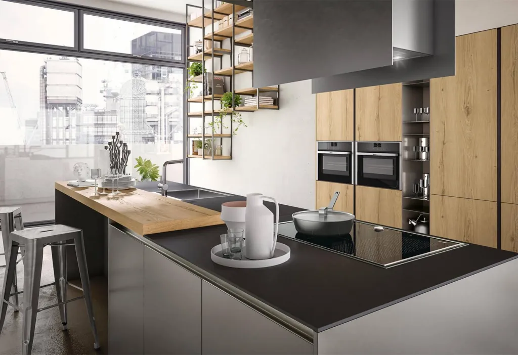 Idée d'agencement de meubles de cuisine italienne moderne avec installation à St Cyr sur Mer dans le 83