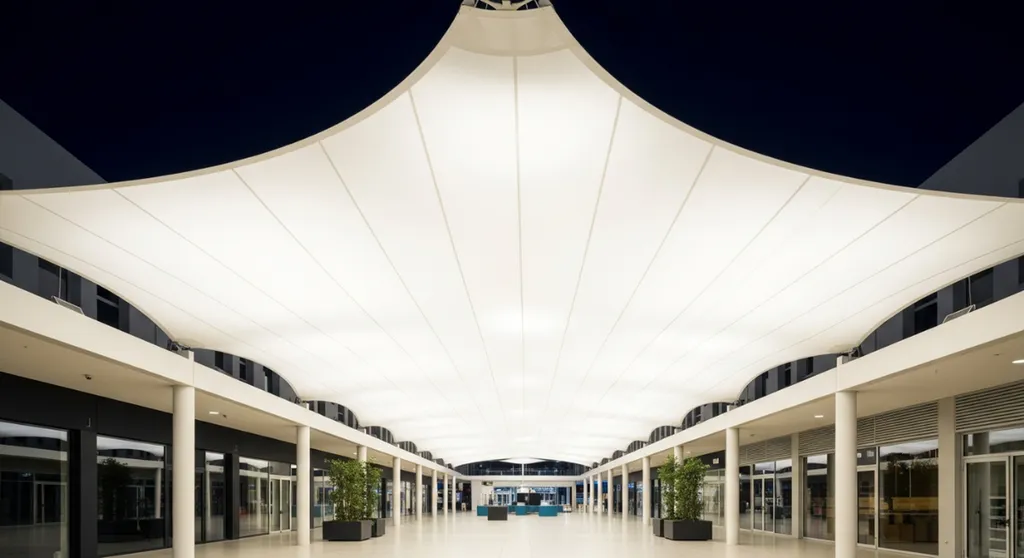 Rénover les verrières d'un centre commercial avec l'installation d'un plafond lumineux géant et économique à Perpignan