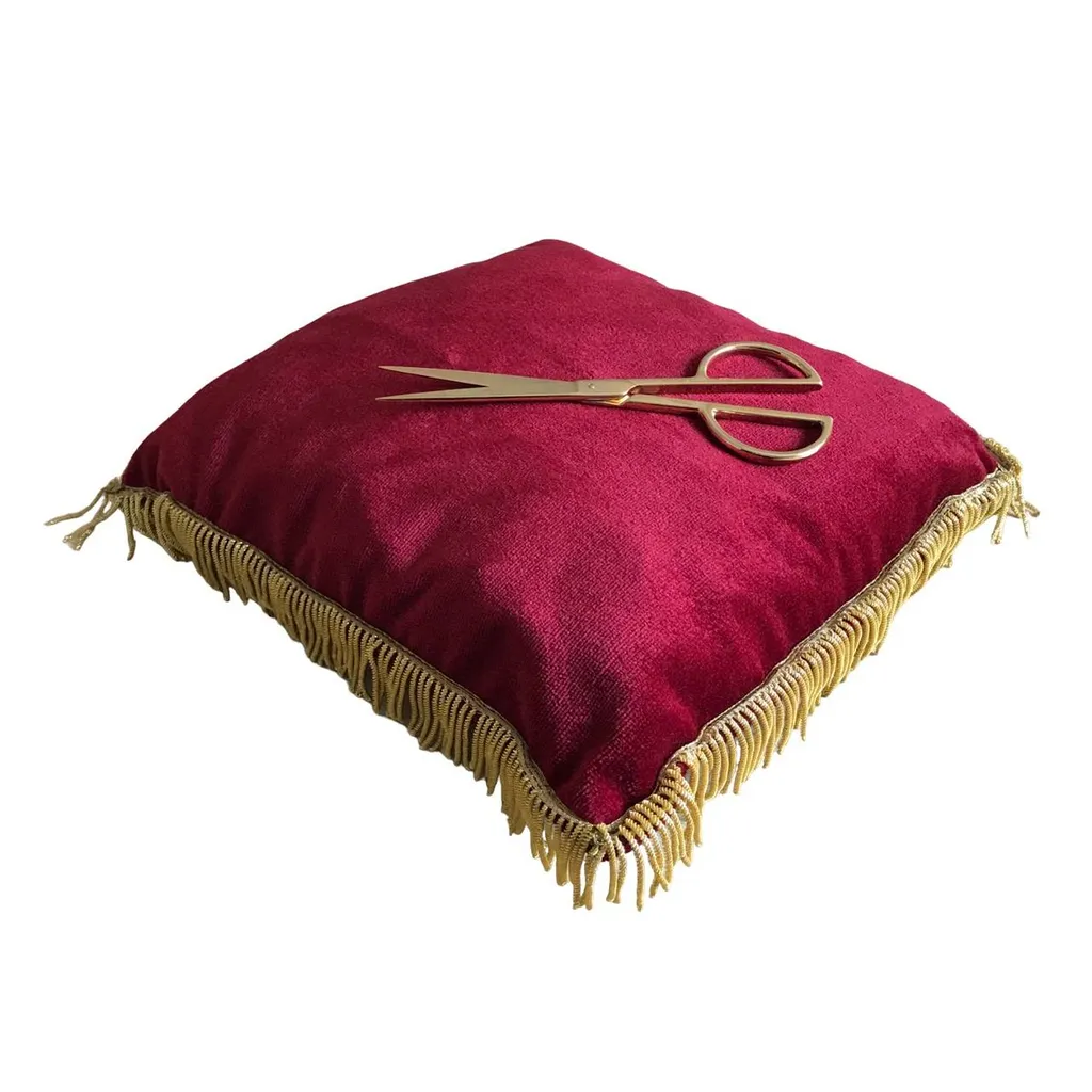 Location de coussin rouge et ciseaux dorés pour cérémonie officielle à Lyon