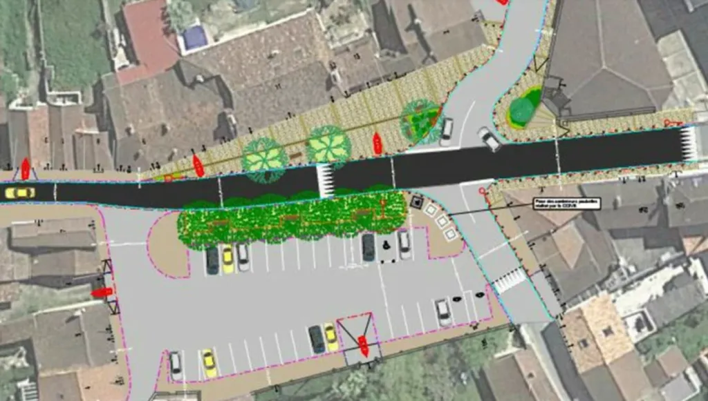 Plan des aménagements urbains à Neuvic sur l'Isle en Dordogne