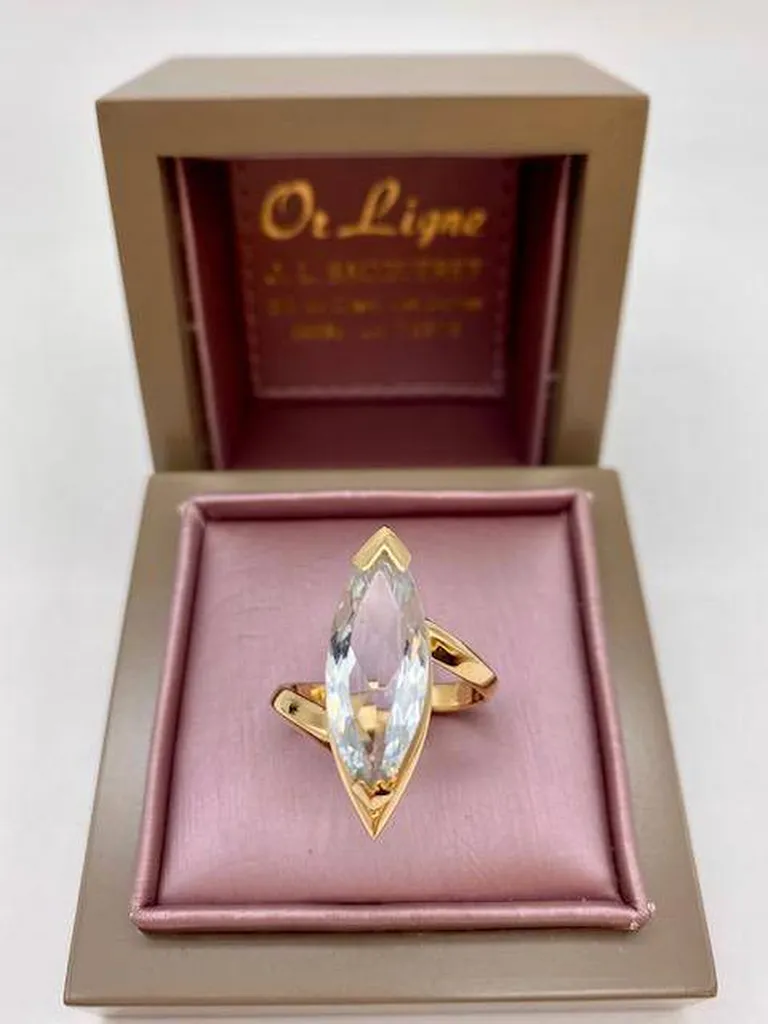 Ou trouver une bague avec une très belle aigue marine sur or 750/1000ème en dépôt vente chez Or Ligne à La Teste près de Bordeaux 