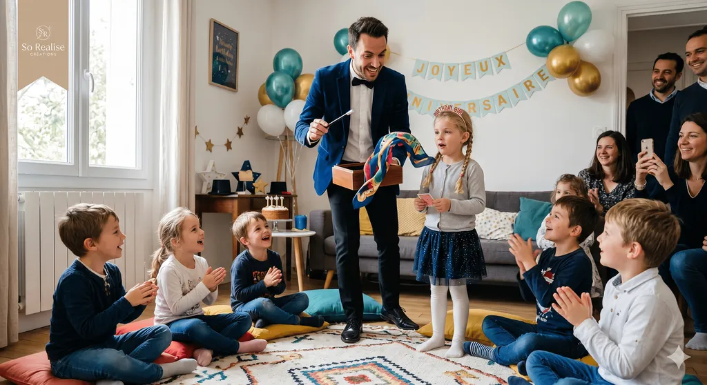 Magicien pour une animation anniversaire enfant à Marseille afin d'émerveiller les petits avec des tours de magie interactifs et bluffants