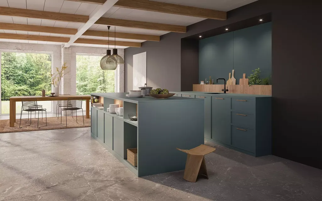 Cuisine sur mesure Velvet Green et bois