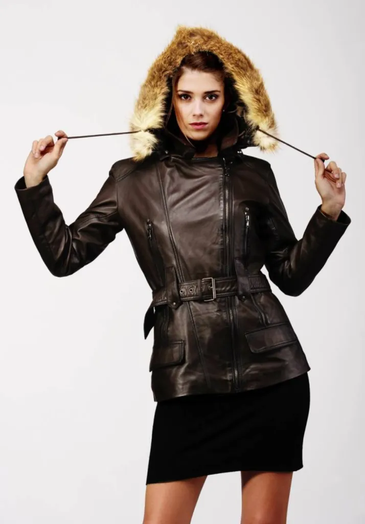 veste cuir marron GUEST femme