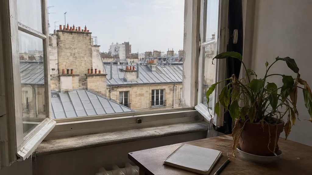Toits de zinc vus d'un appartement du 15e arrondissement à Paris
