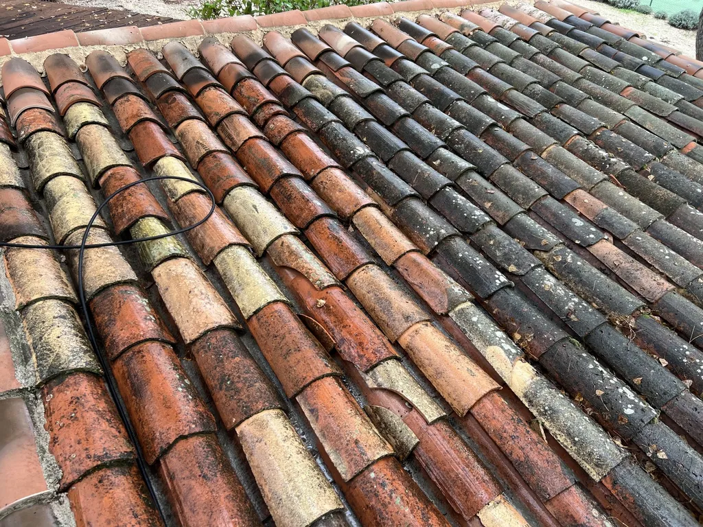Nettoyage de toiture et traitement préventif contre les guêpes chez un particulier au Puy-Sainte-Réparade dans les Bouches du Rhone