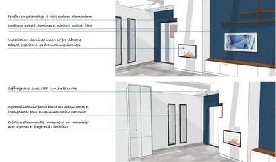 Architecte d'intérieur : Avant-projet en architecture d'intérieur pour l'aménagement d'une maison à Aix-en-Provence, incluant transformation avec coupes, plans, élévations et esquisses visuelles