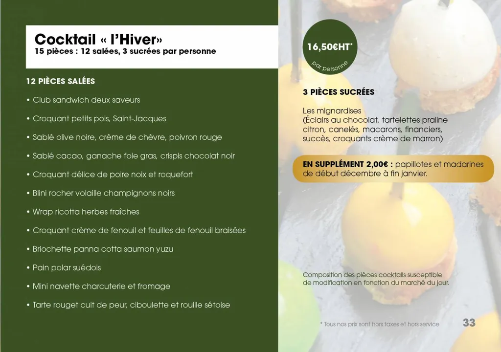COCKTAIL L HIVER 15 PIÈCES