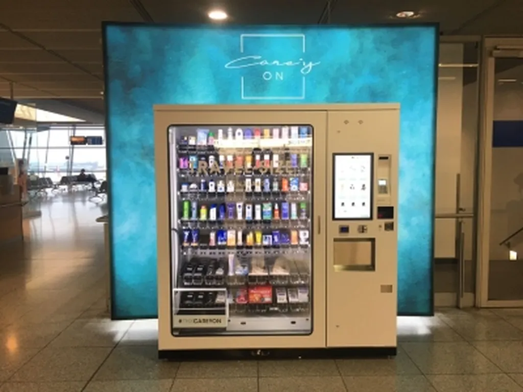 Vente de distributeur automatique de maquillage et cosmétiques avec vitrine lumineuse et paiement sans contact en France