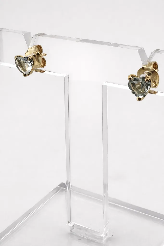 Boucles d’oreilles puces aigue marine cœur en or 750 dépôt vente Or Ligne La Teste-de-Buch Bassin d’Arcachon