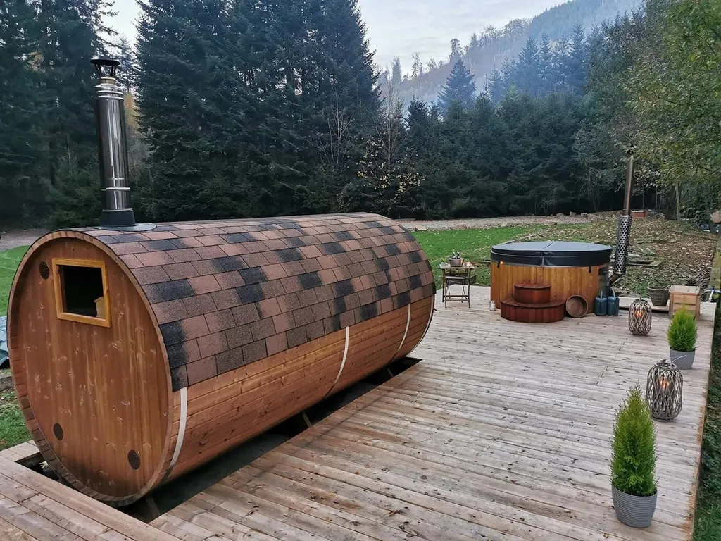 Spa nordique avec bain finlandais privatif et expérience bien être authentique en Alsace