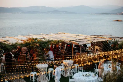 Golden hour wedding photography on a private Ajaccio beach