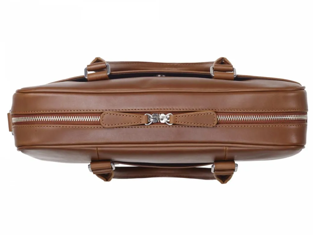 photo maroquinerie, bagagerie cartable homme cuir avec bandoulière Gold - KARLINGTON dessus