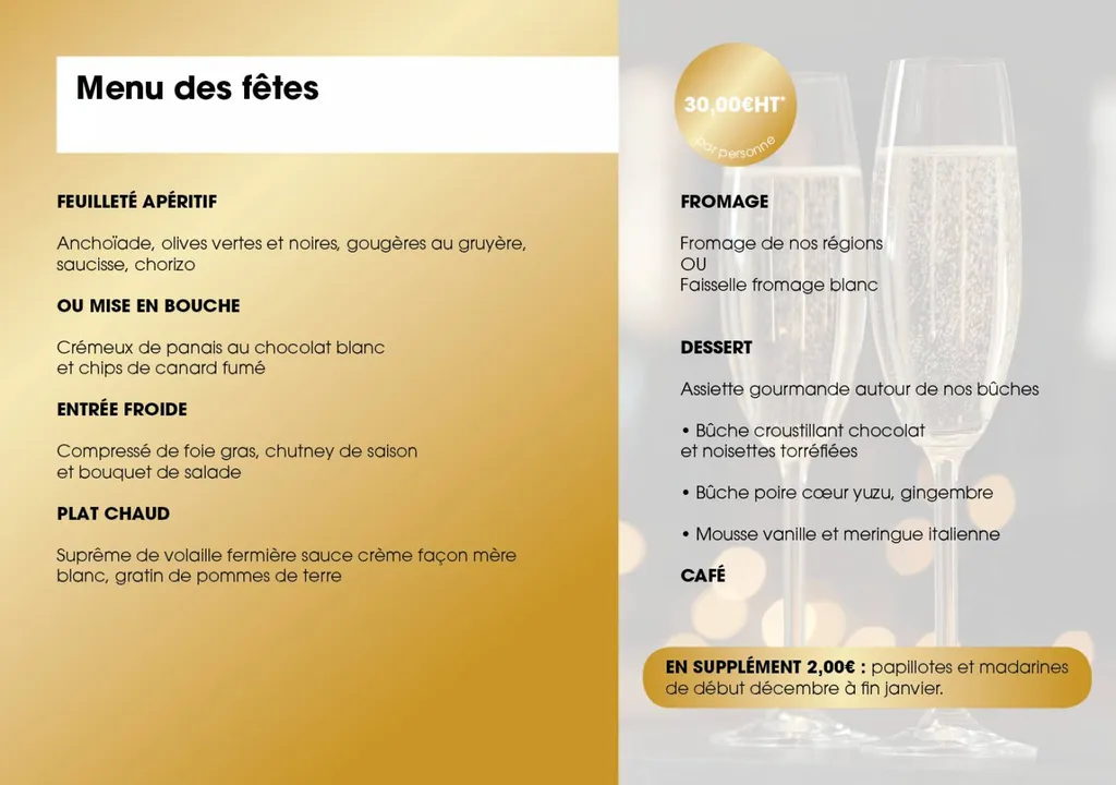 Fiche de menu de fête