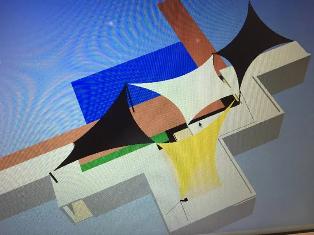 Plans projet de voile d'ombrage architecturale a Mougins dans les Alpes maritimes 
