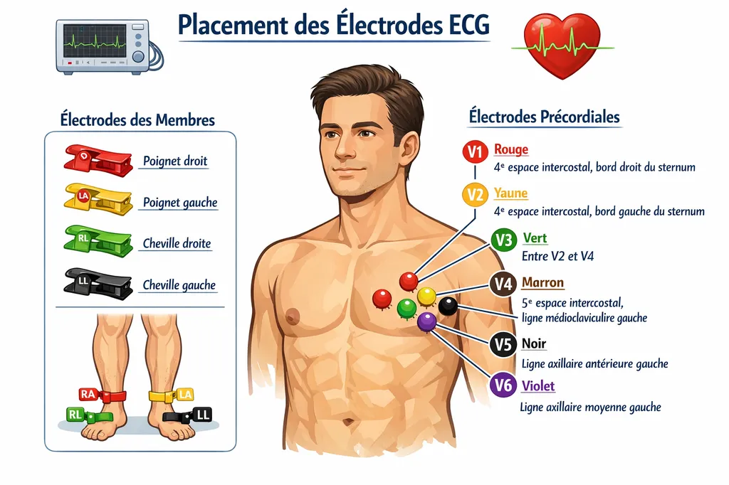 Illustration pédagogique du placement des électrodes