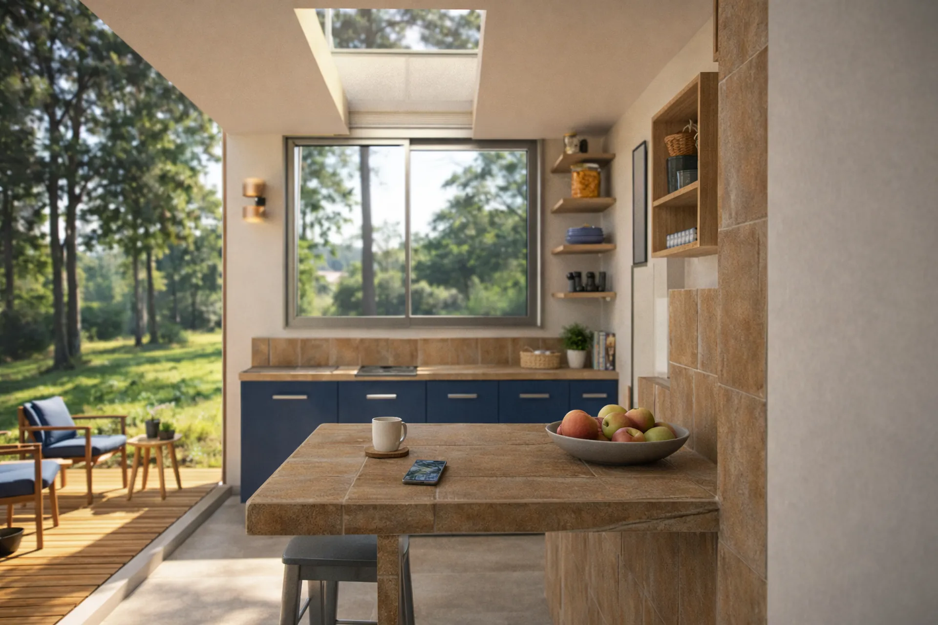 Tiny house vue sur la cuisine 