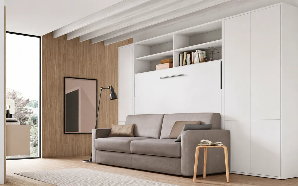 Lit escamotable horizontal 140 ou 160 avec grand canapé ultra confortable – Design personnalisable à Marseille