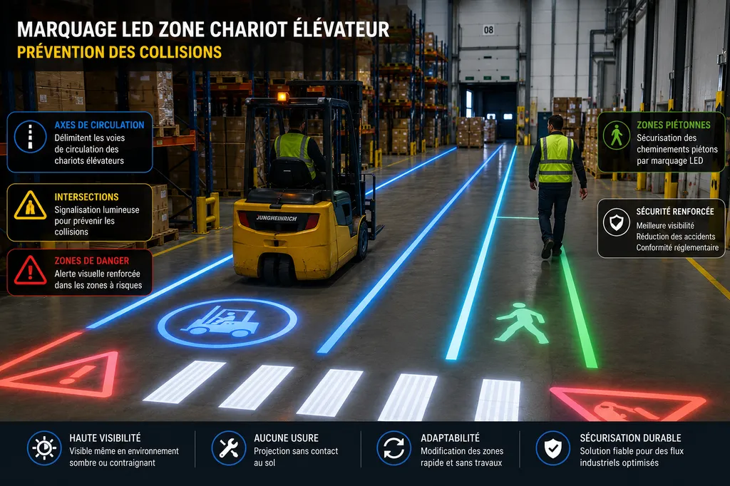  Marquage LED zone chariot élévateur