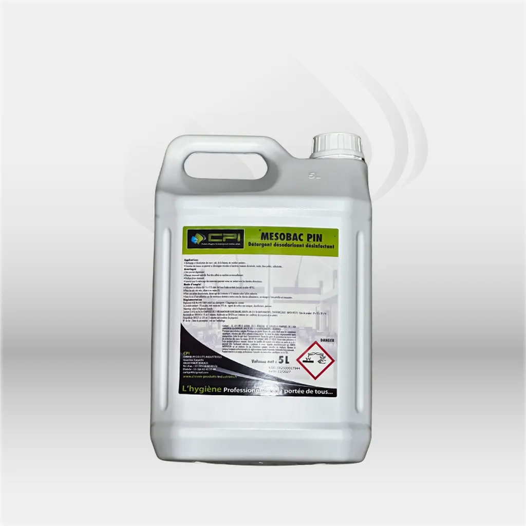 Détergent sols et surfaces surodorant Mésobac PLMS 5L, bactéricide NF EN 1040 et fongicide NF EN 1275, 3 parfums Fraise Citron Pin Eucalyptus, usage serpillère éponge autolaveuse collectivités – disponible à Mont-de-Marsan, Landes (40), Nouvelle-Aquitaine