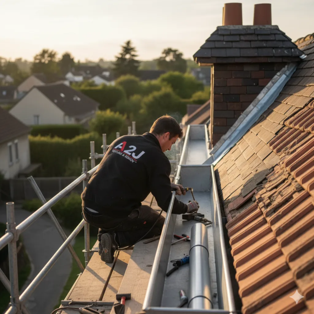 Rénovation complète de zinguerie sur toiture ancienne à Marseille, Aix-en-Provence et Vitrolles avec A2J Toiture & Renov’ artisan zingueur