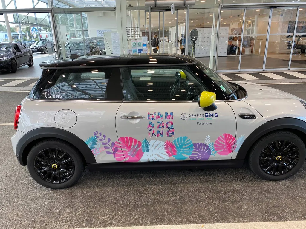 Flocage d'une mini pour le groupe BMS à l'occasion de la course l'AMAZONE au Havre (76600)