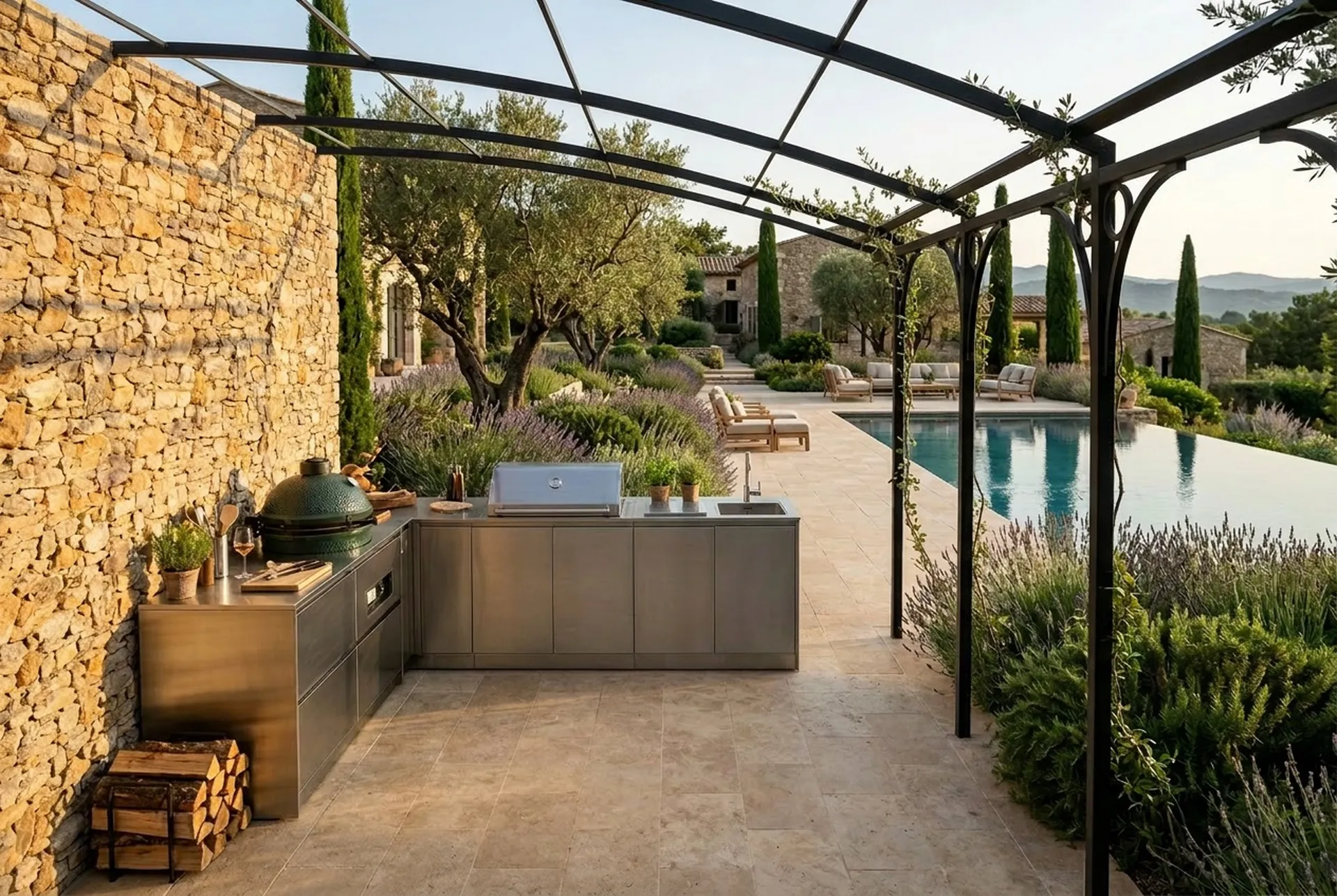 Cuisines d'été modulables en inox à Gordes