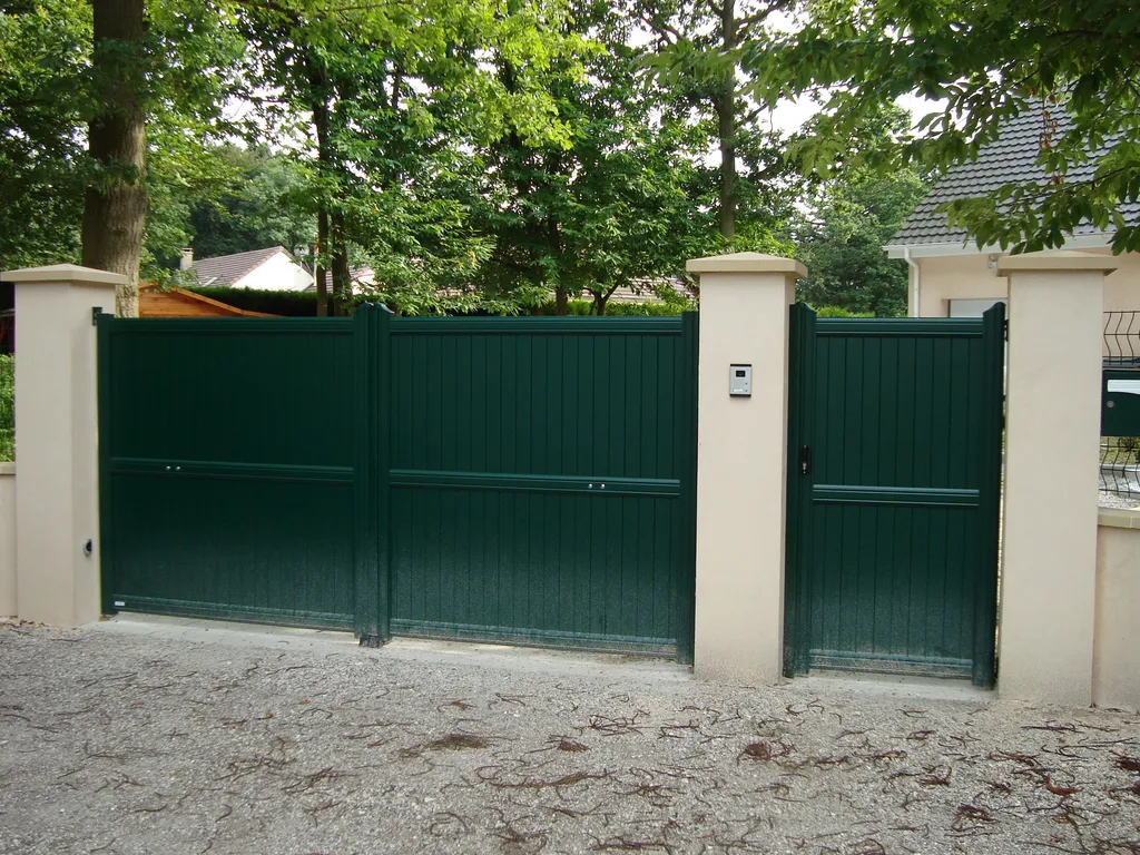 Installation de Portail en aluminium Battant Motorisé, Modèle Classique Semi-Ajouré Sur-Mesure à Bourg Achard dans l'Eure 27 et Le Bosc-du-Theil