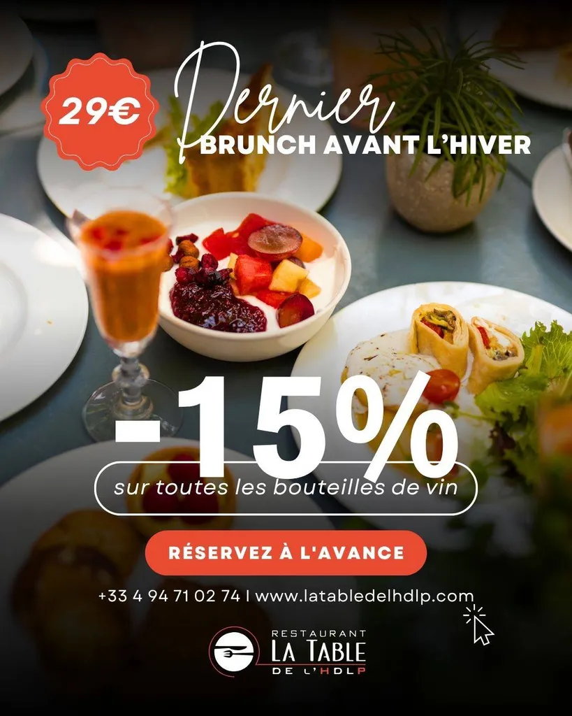 Dernier Brunch ce dimanche à La Table de l'HDLP. On termine en beauté! En terrasse, dans le jardin, venez savourez les produits frais sucrés et salés d'un des meilleurs brunch de la région. Bormes Les Mimosas, Var