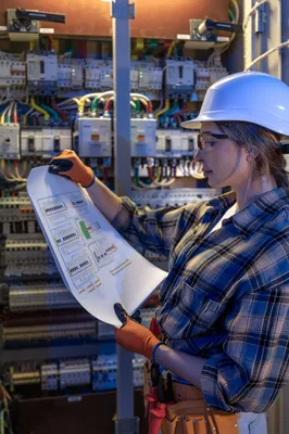 Technicien de maintenance industrielle intervenant sur un tableau électrique dans le cadre d’une habilitation électrique à Nîmes.